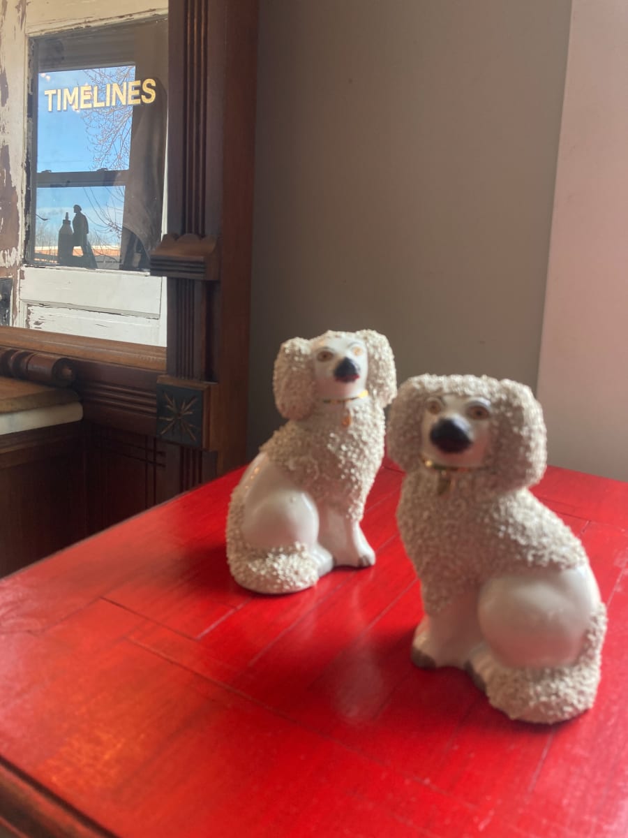 Pair of Staffordshire poodles 