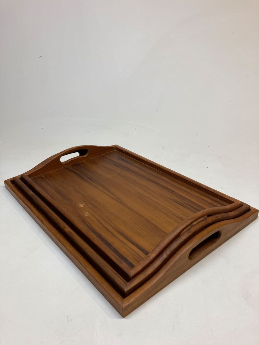 Set of three Scandinavian teak serving trays 