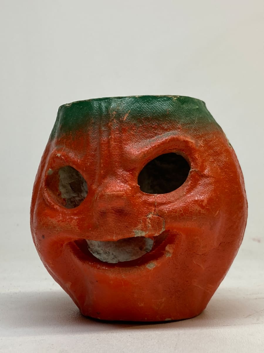 Vintage pumpkin Halloween face candy container 