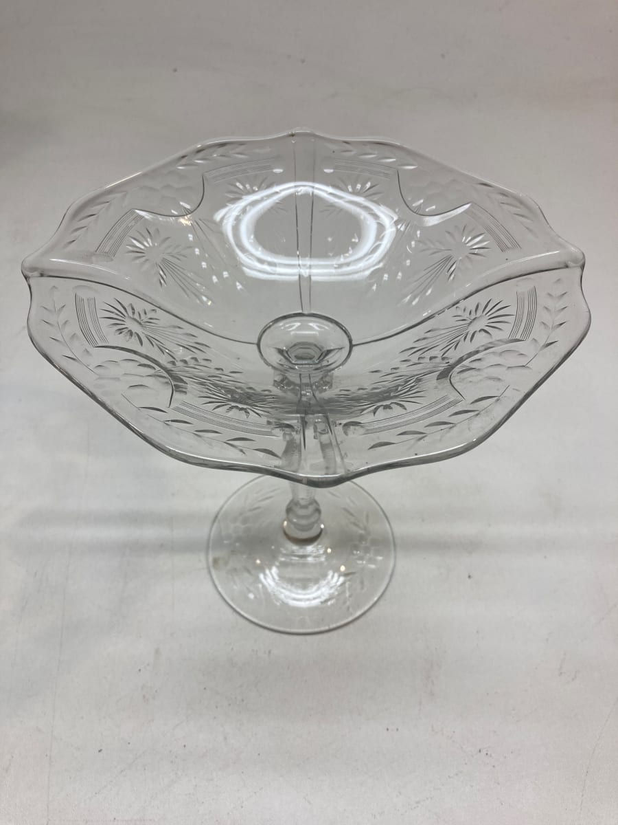 hand etched small compote 