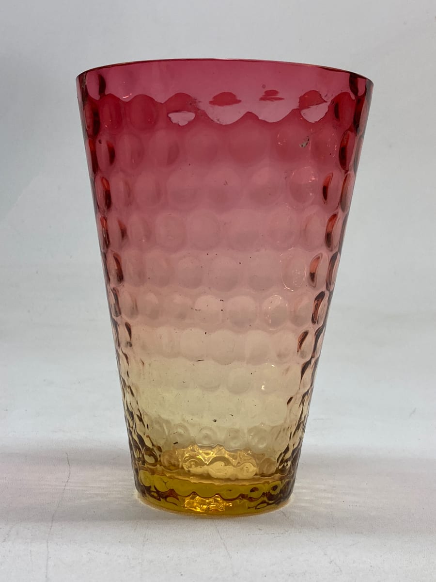 Inverted coin dot Rubina Amberina vase 