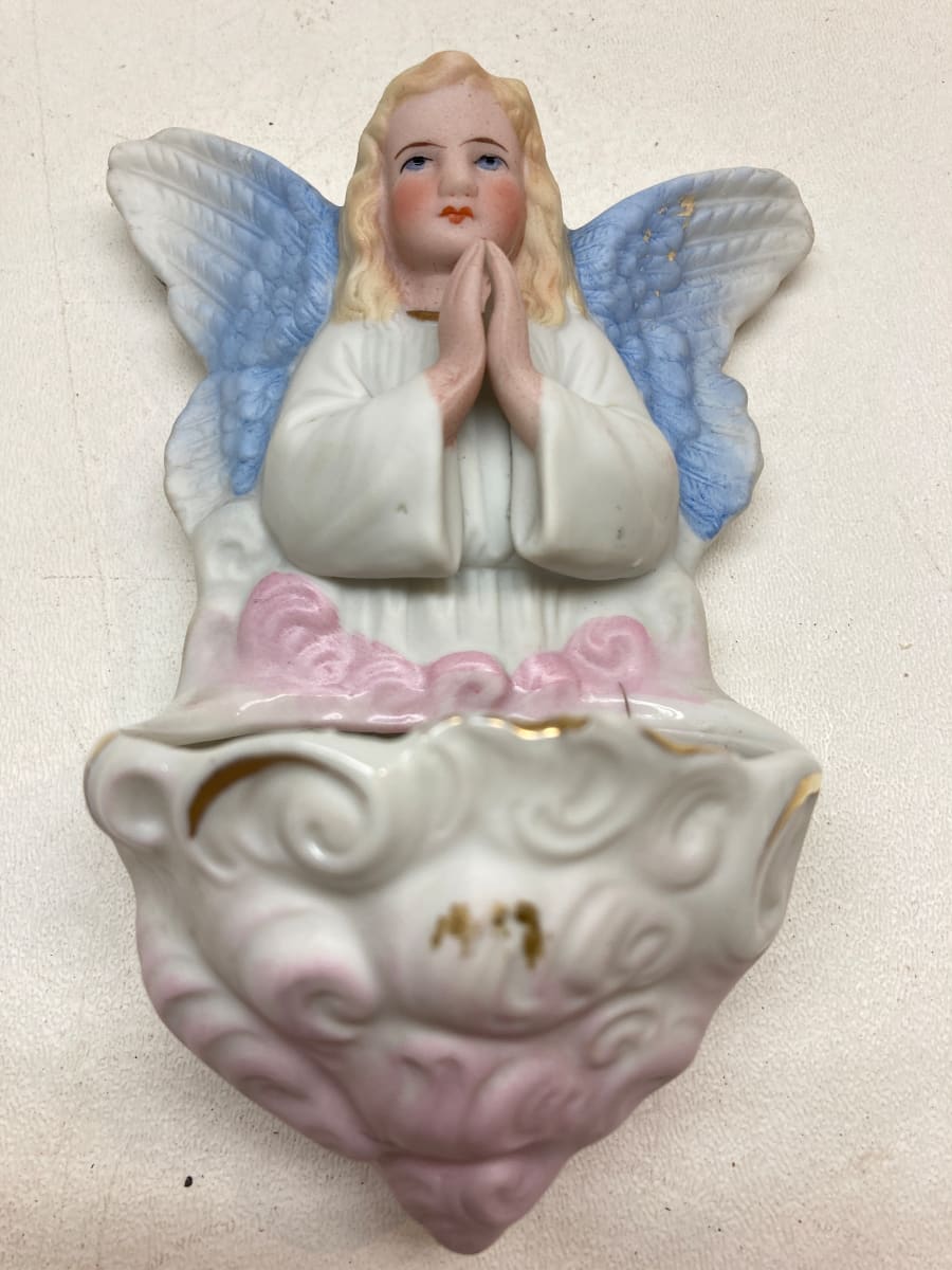 hand decorated German angel wall font 