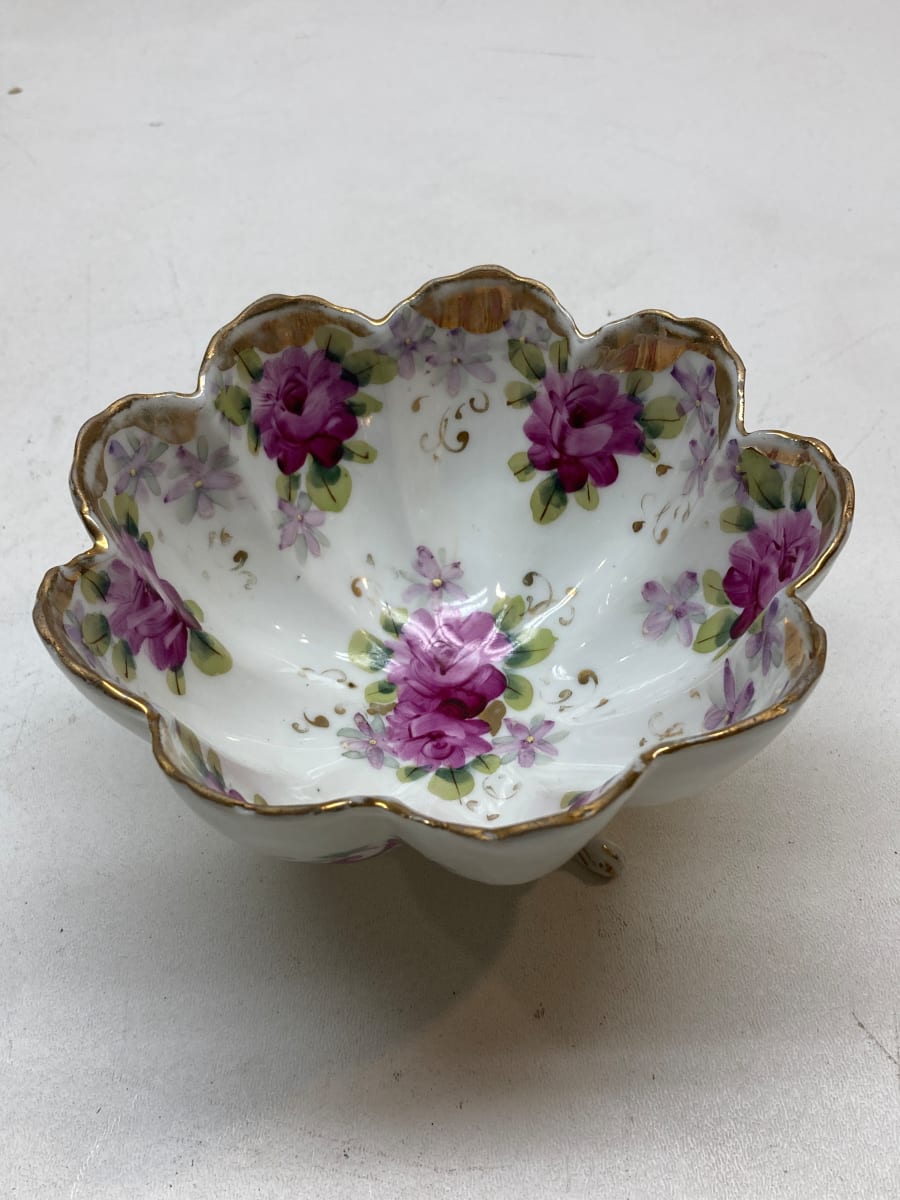 hand painted porcelain floral rose bowl 