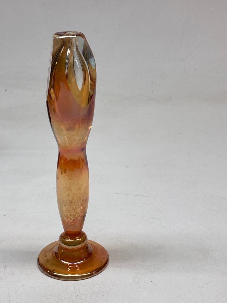 Hand blown narrow orange glass vase, Image 2.