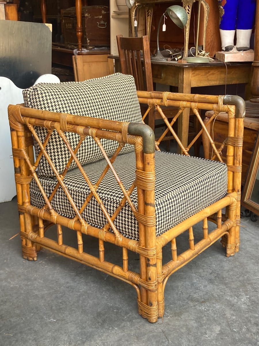 Bamboo chair with upholstered seat cushions 