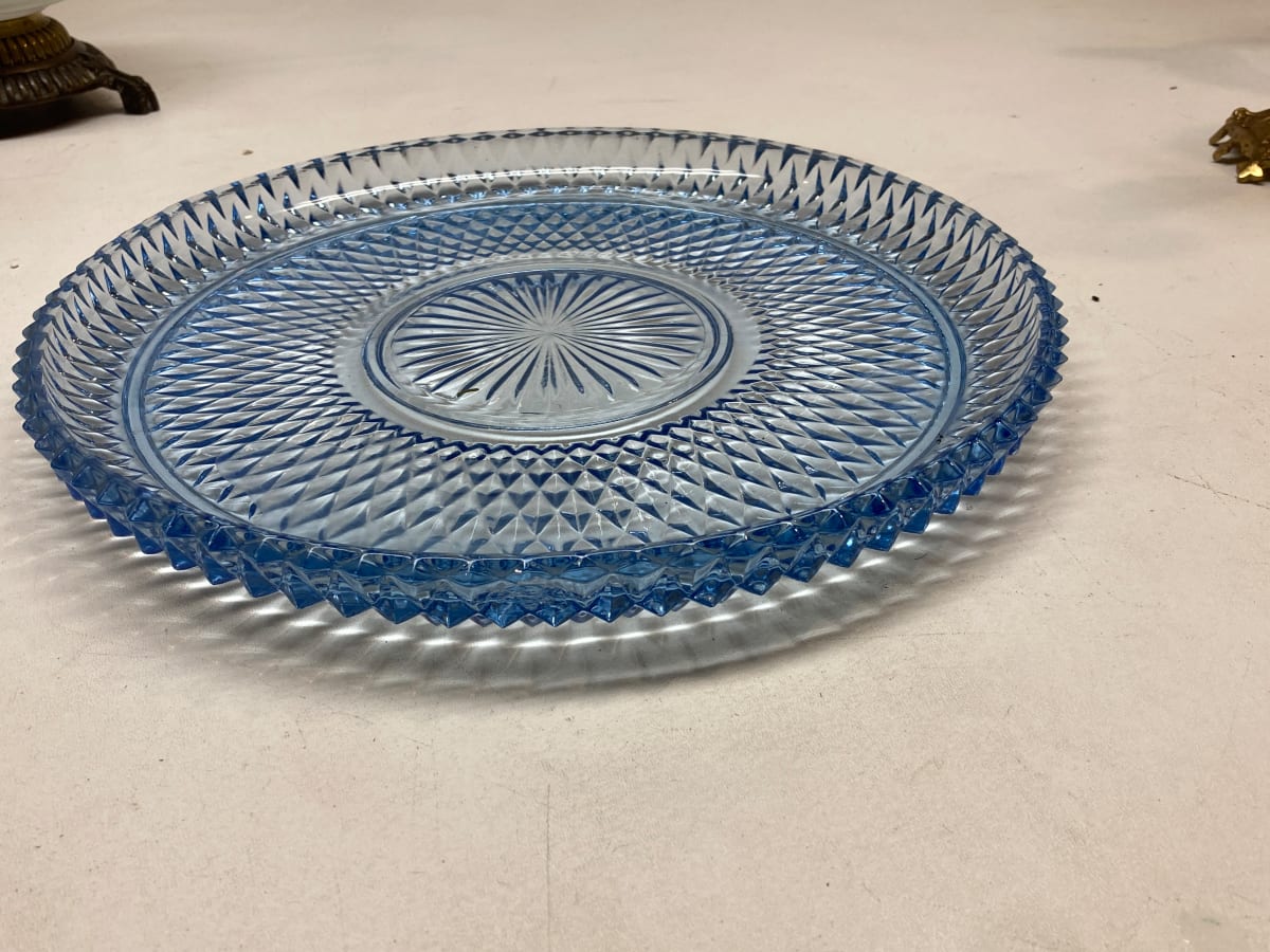 Large blue glass platter 