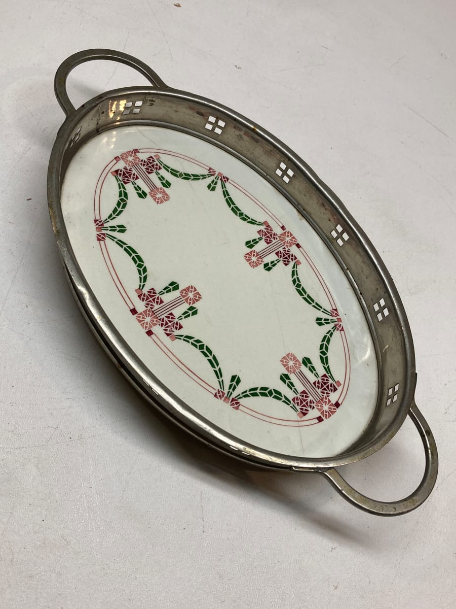 oval porcelain tray with silver arts n crafts gallery 