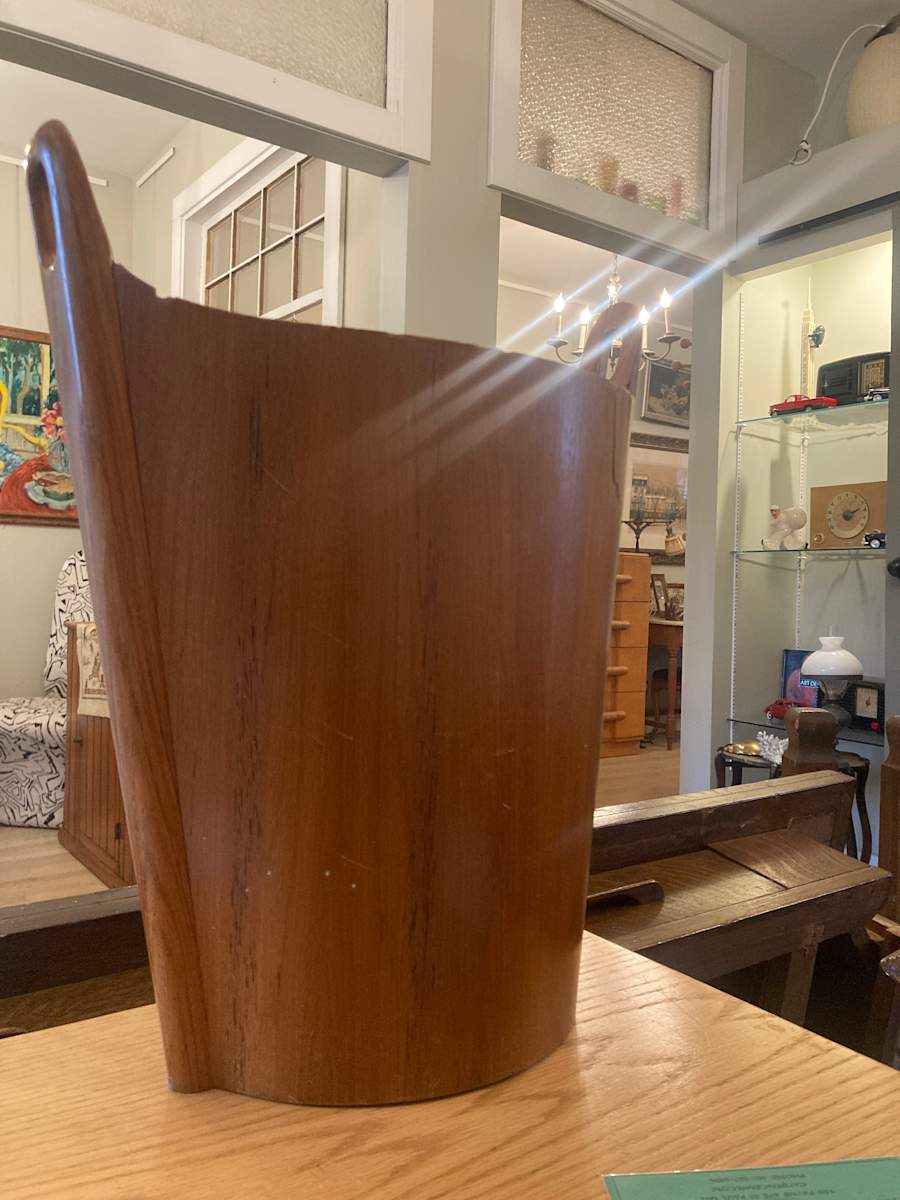 Danish teak trash basket 