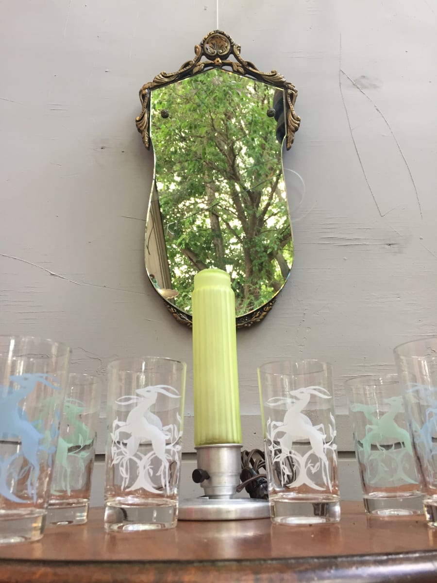 art deco gazelle motif glasses, Image 1.
