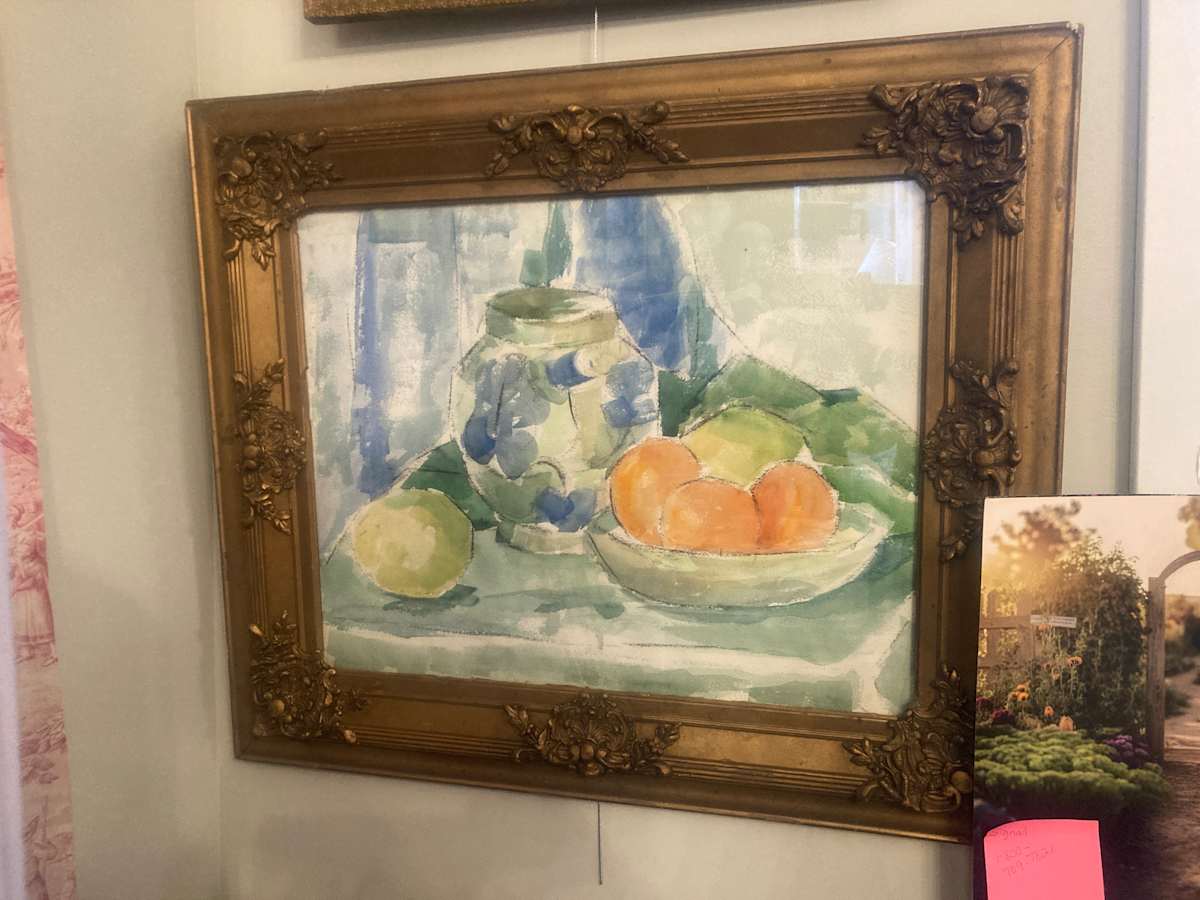 framed still life watercolor by Connie Goldman 