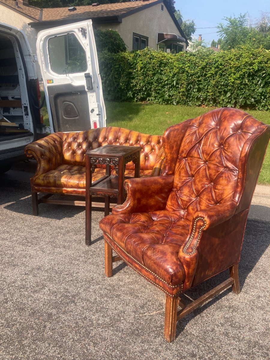 Chesterfield style wing back chair 