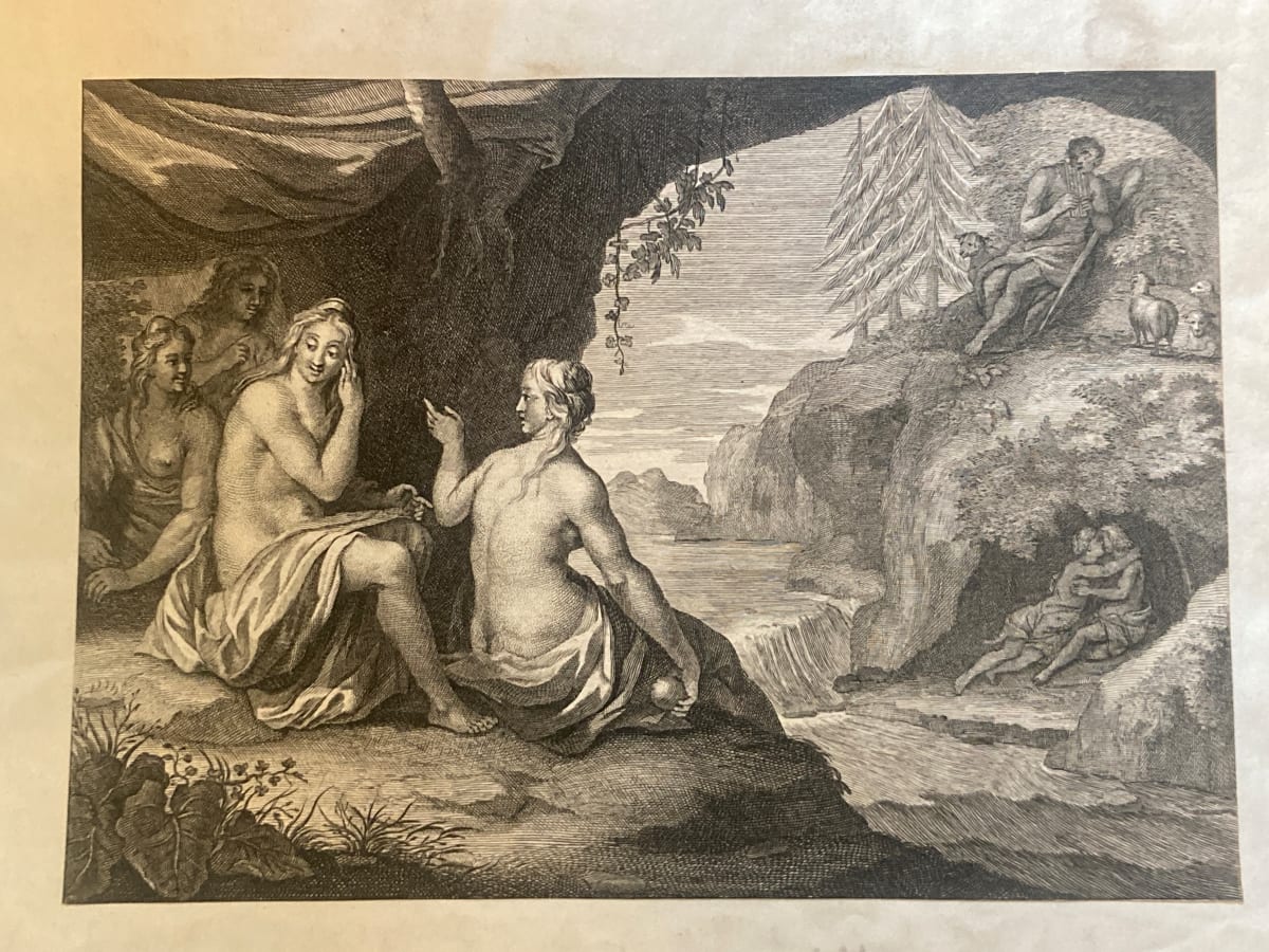 unframed  Polyphemus and Acis love Galatea steel engraving 