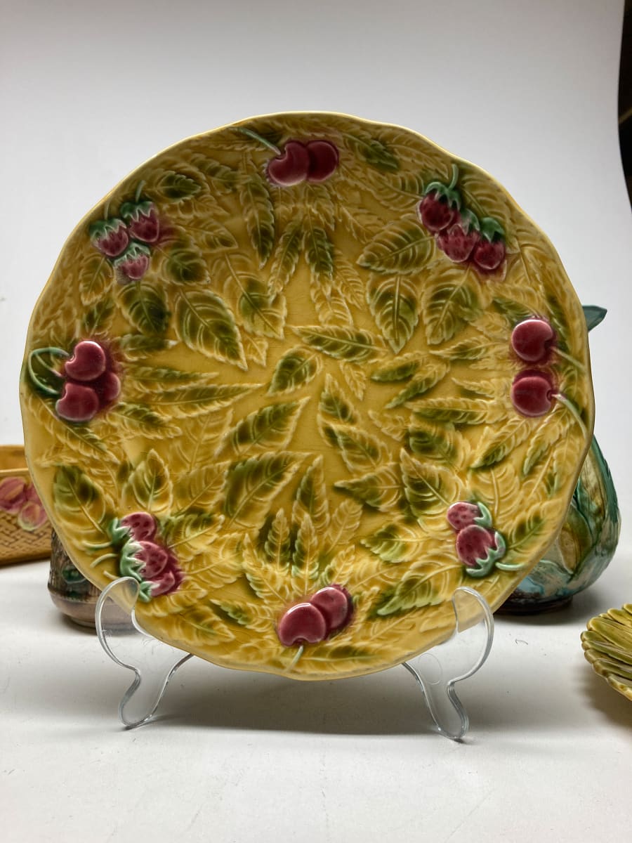 large Cherry Majolica plate 