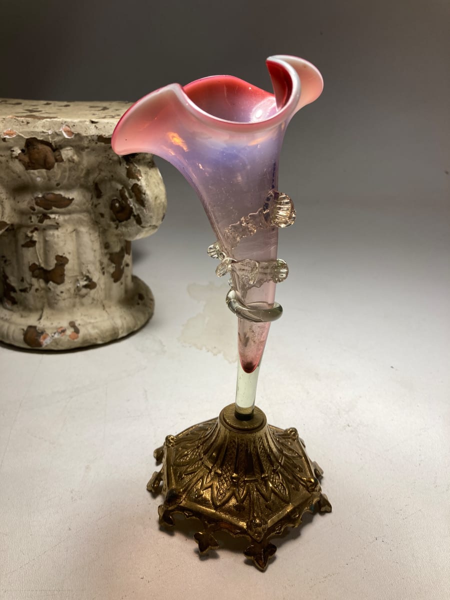 hand blown Epergne with metal base 
