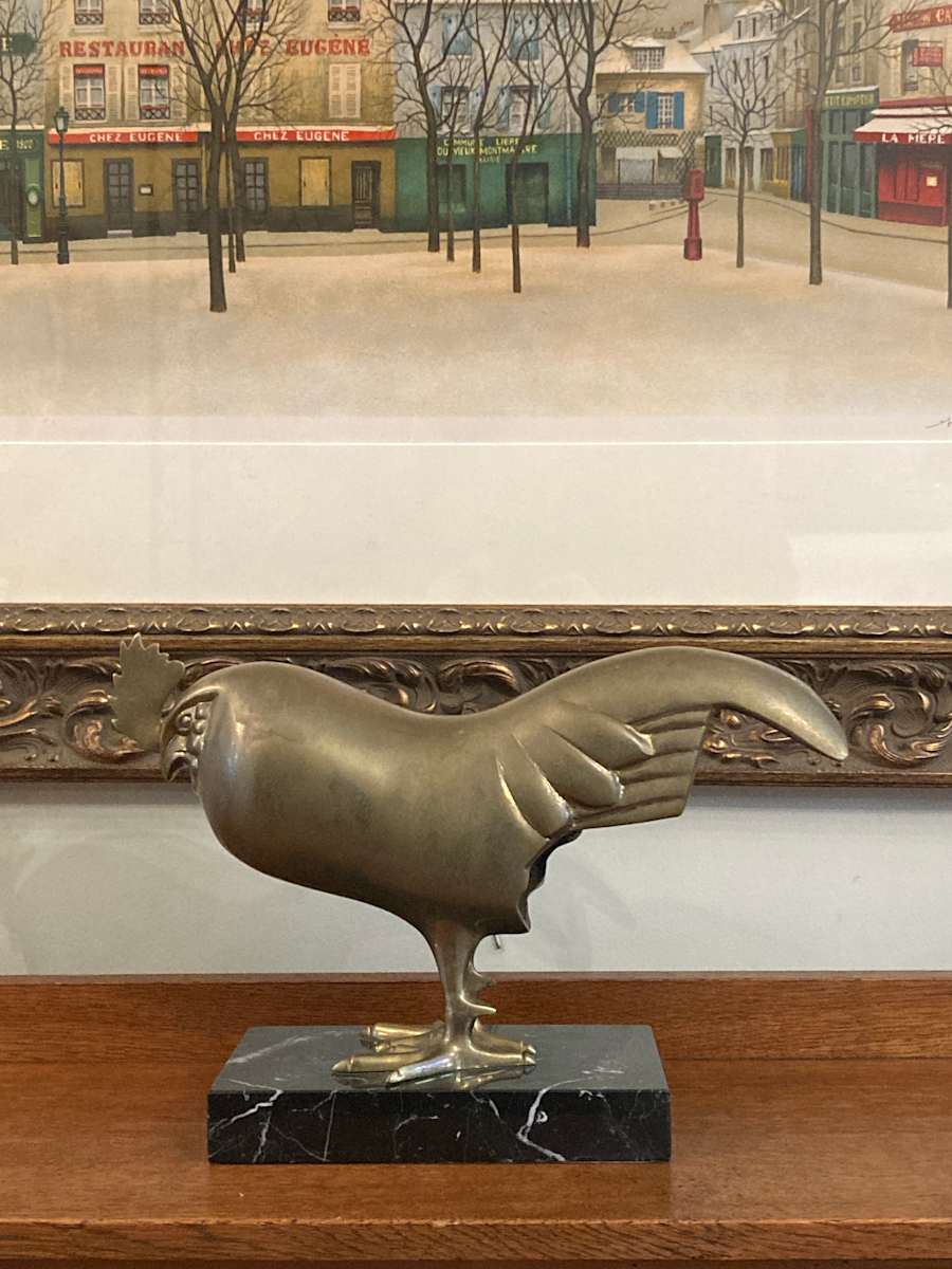 Francois Pompon style cast metal rooster 