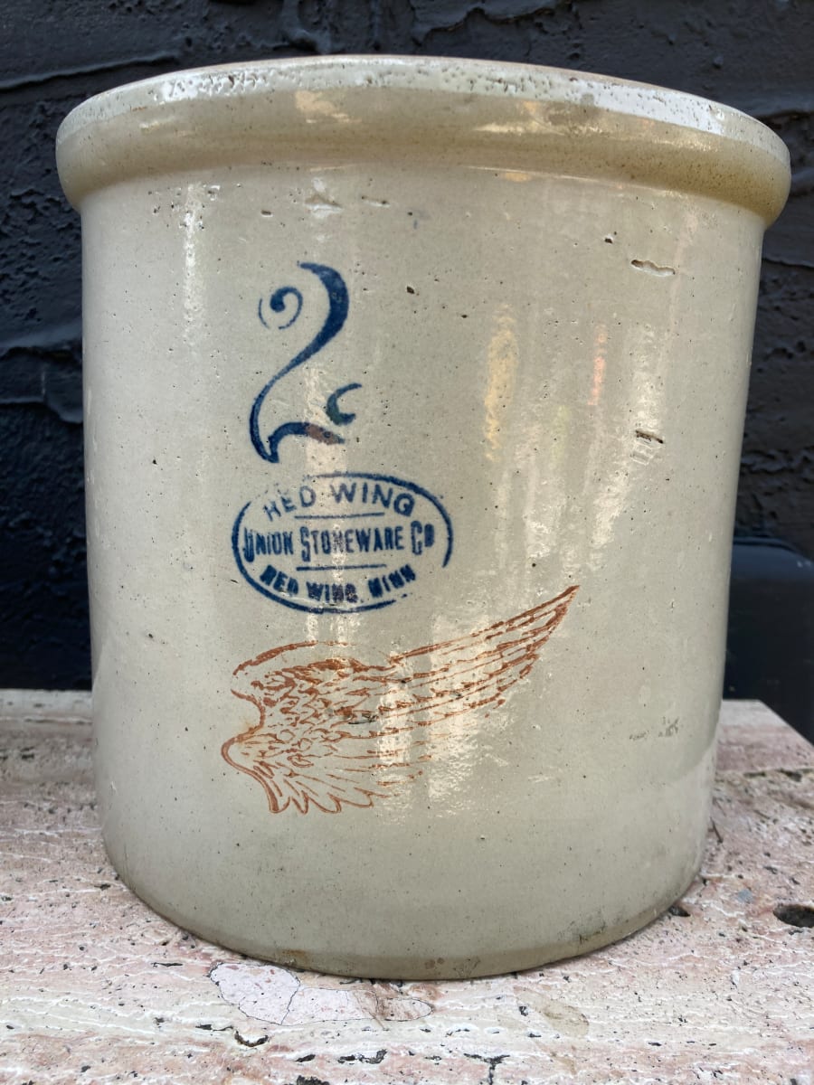 2 gallon Large Redwing crock 