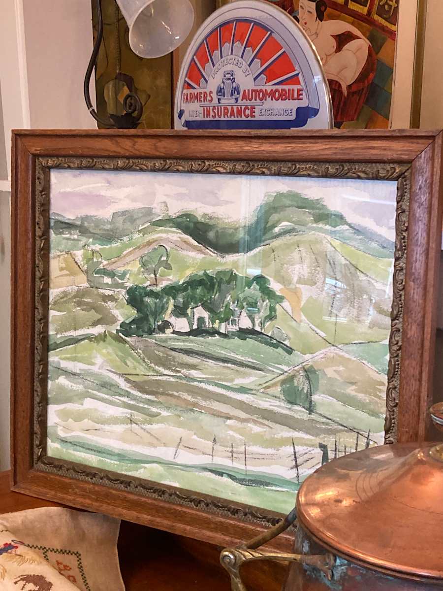 unframed landscape watercolor by Connie Goldman 