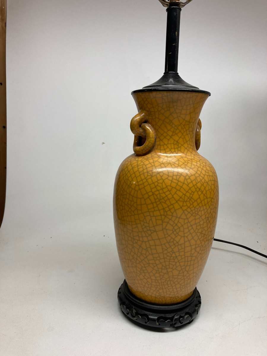 Vintage orange crackle glaze table lamp, Image 3.