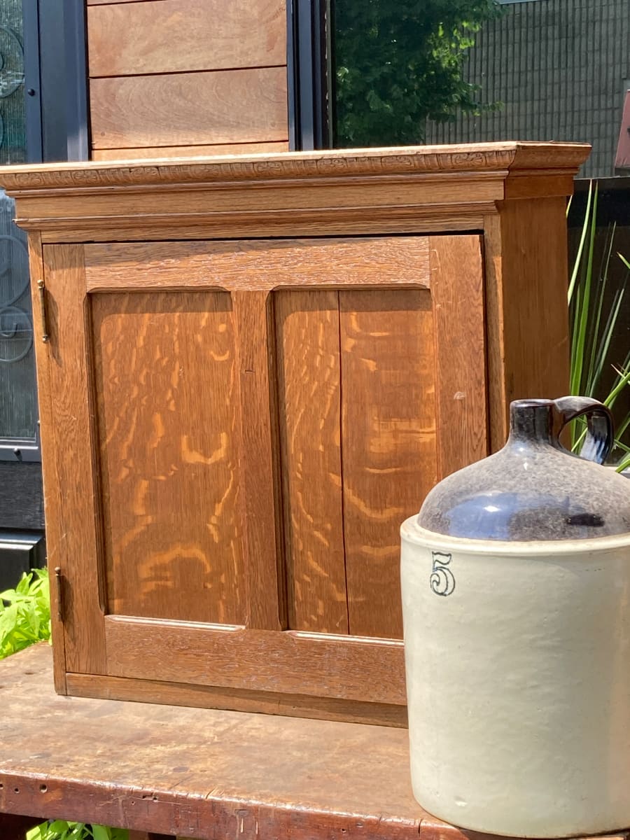 Small oak table top cupboard 