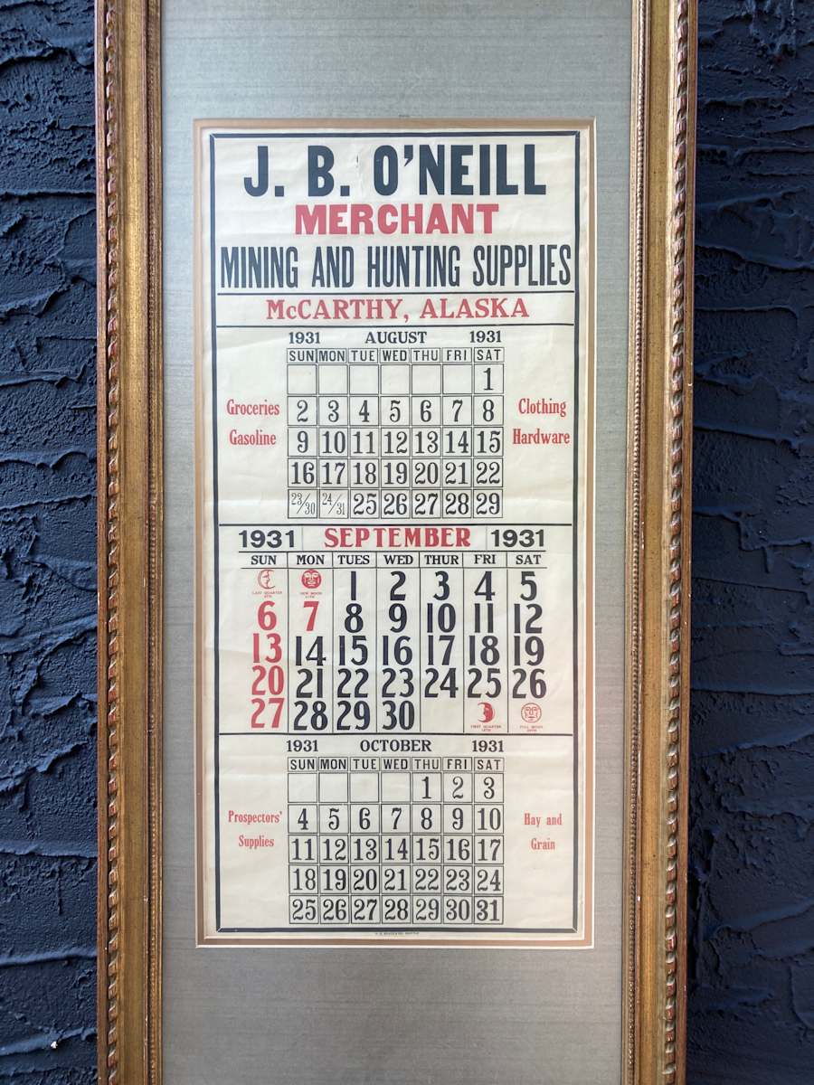 Framed 1931 Alaska calendar, Image 1.
