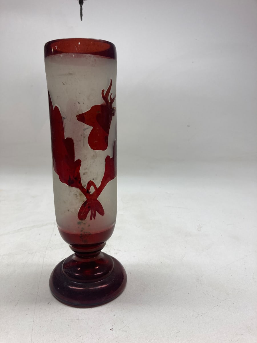 Victorian ruby cut to clear vase 