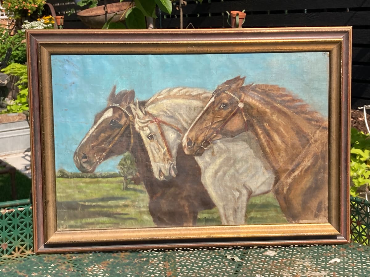 framed painting of horses 