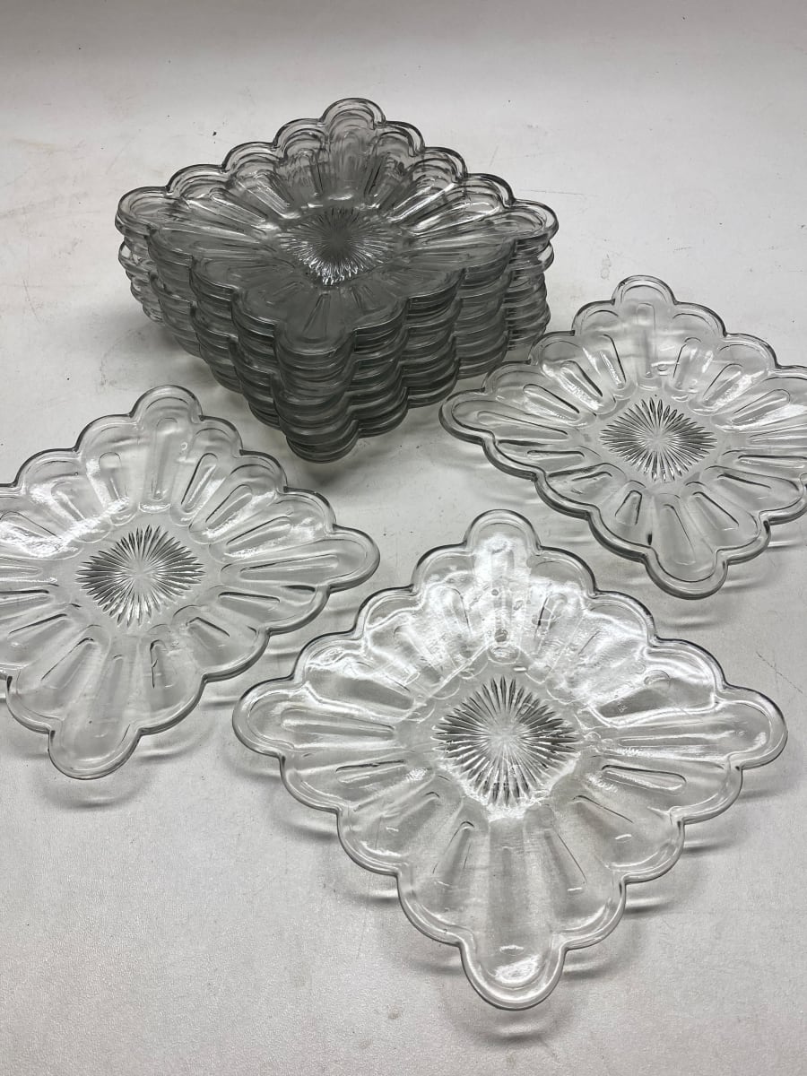 clear pressed glass vintage luncheon plate set 