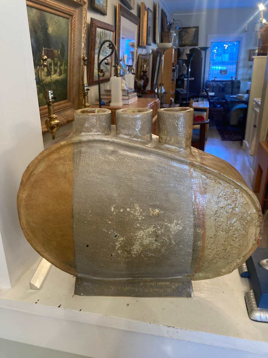 Art Pottery hand made vase with three spouts 