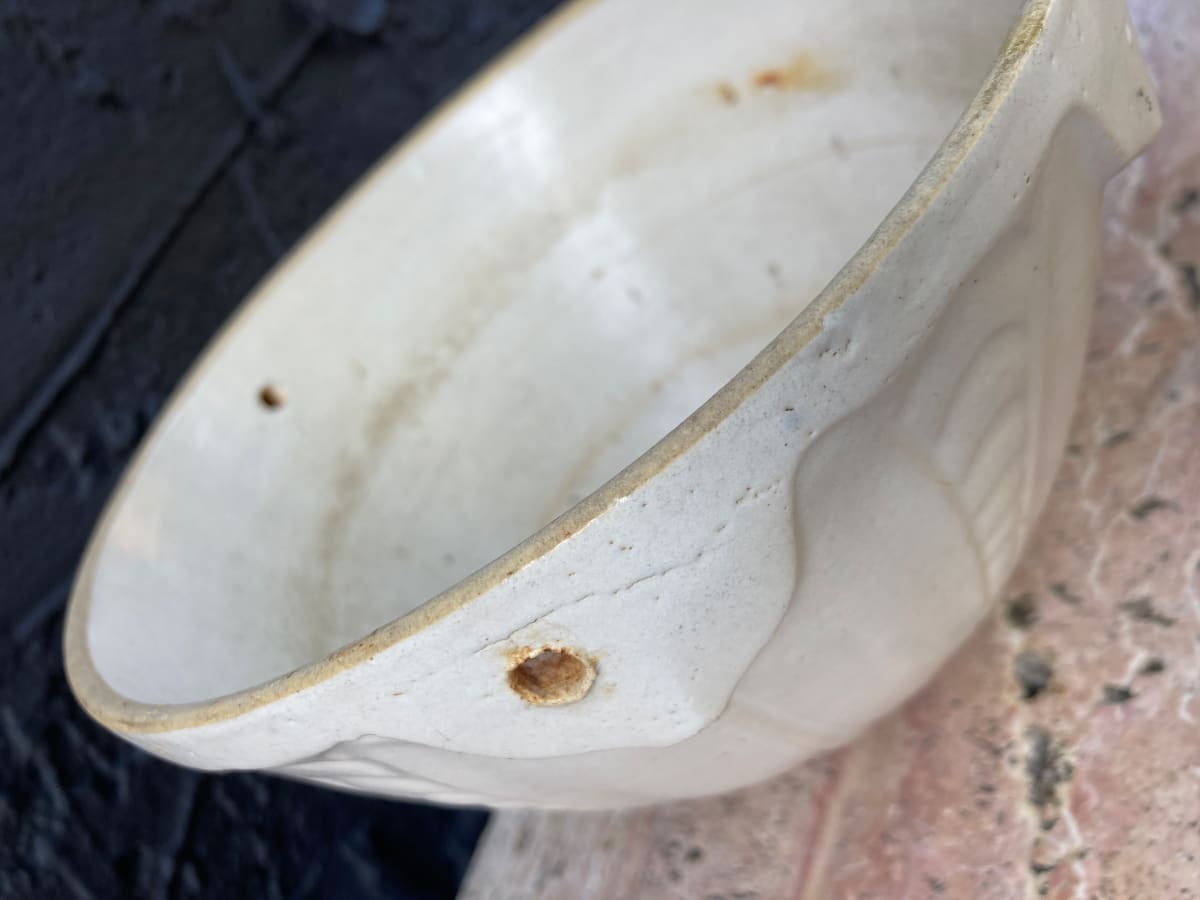 hanging white deco pottery bowl 