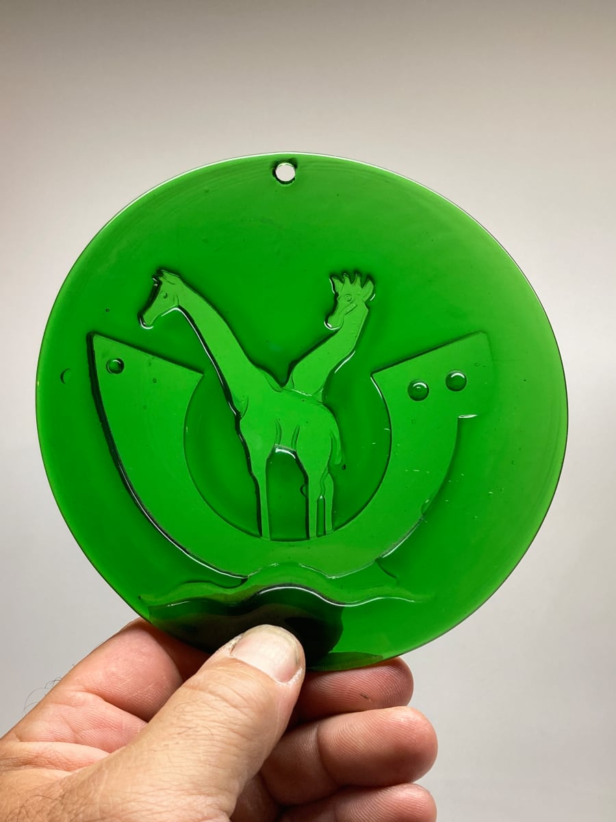 Giraffe green sun catcher designed by Michael Bang for Holmegaard 