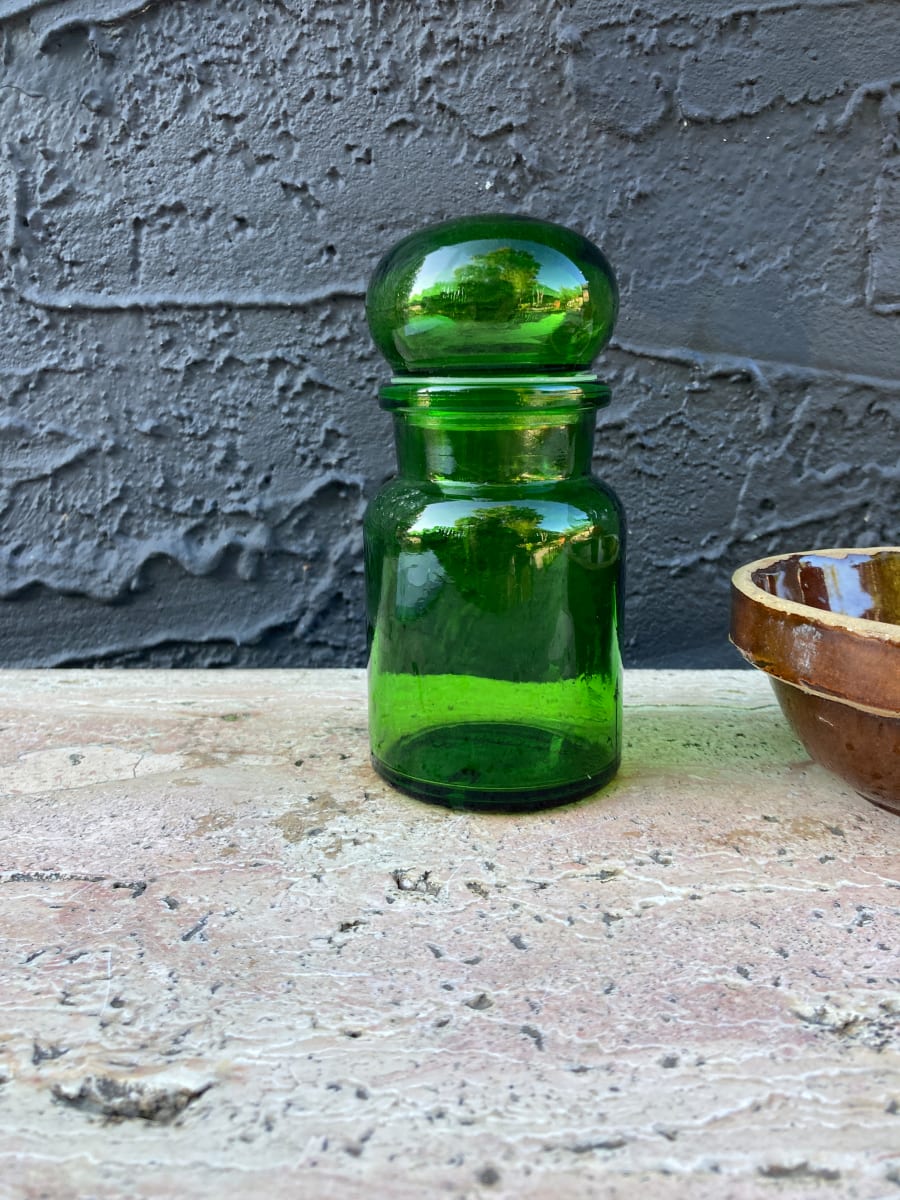 Belgian green covered bottle 