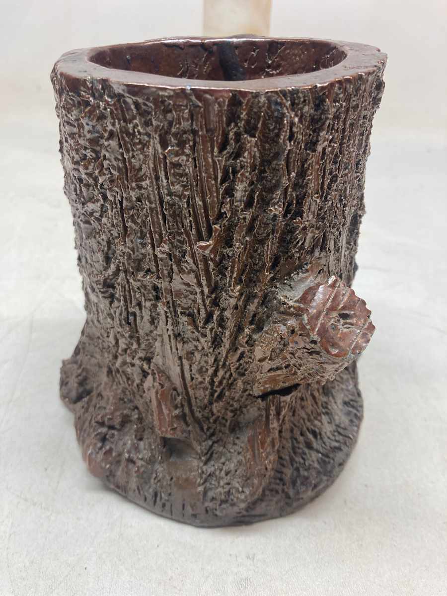 1894 art pottery tree trunk vase 