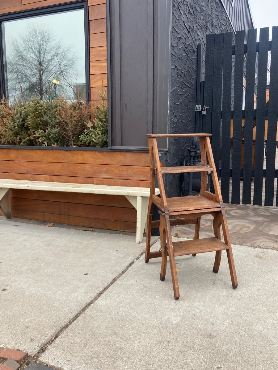 Adjustable oak chair / ladder, Image 1.