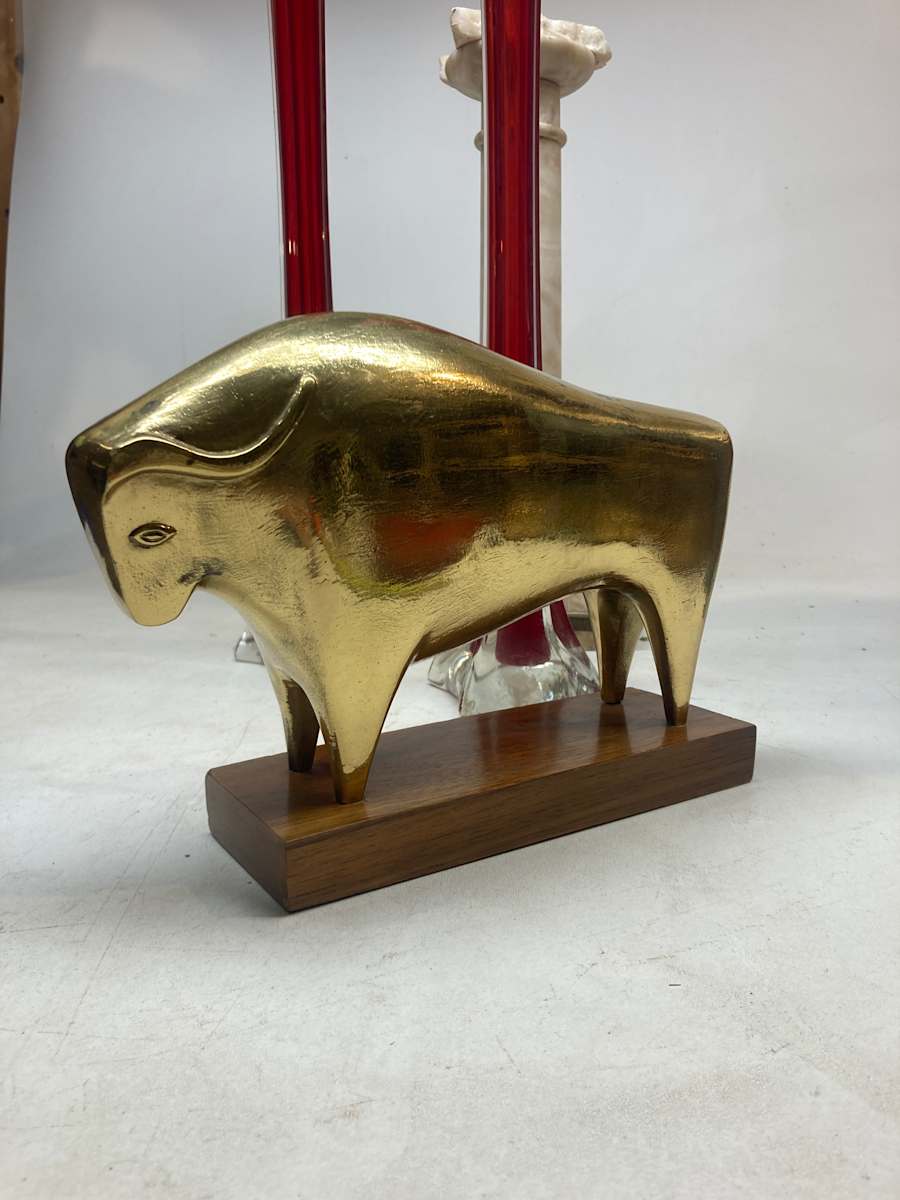 mid century modern Italian metal sculptural bull 