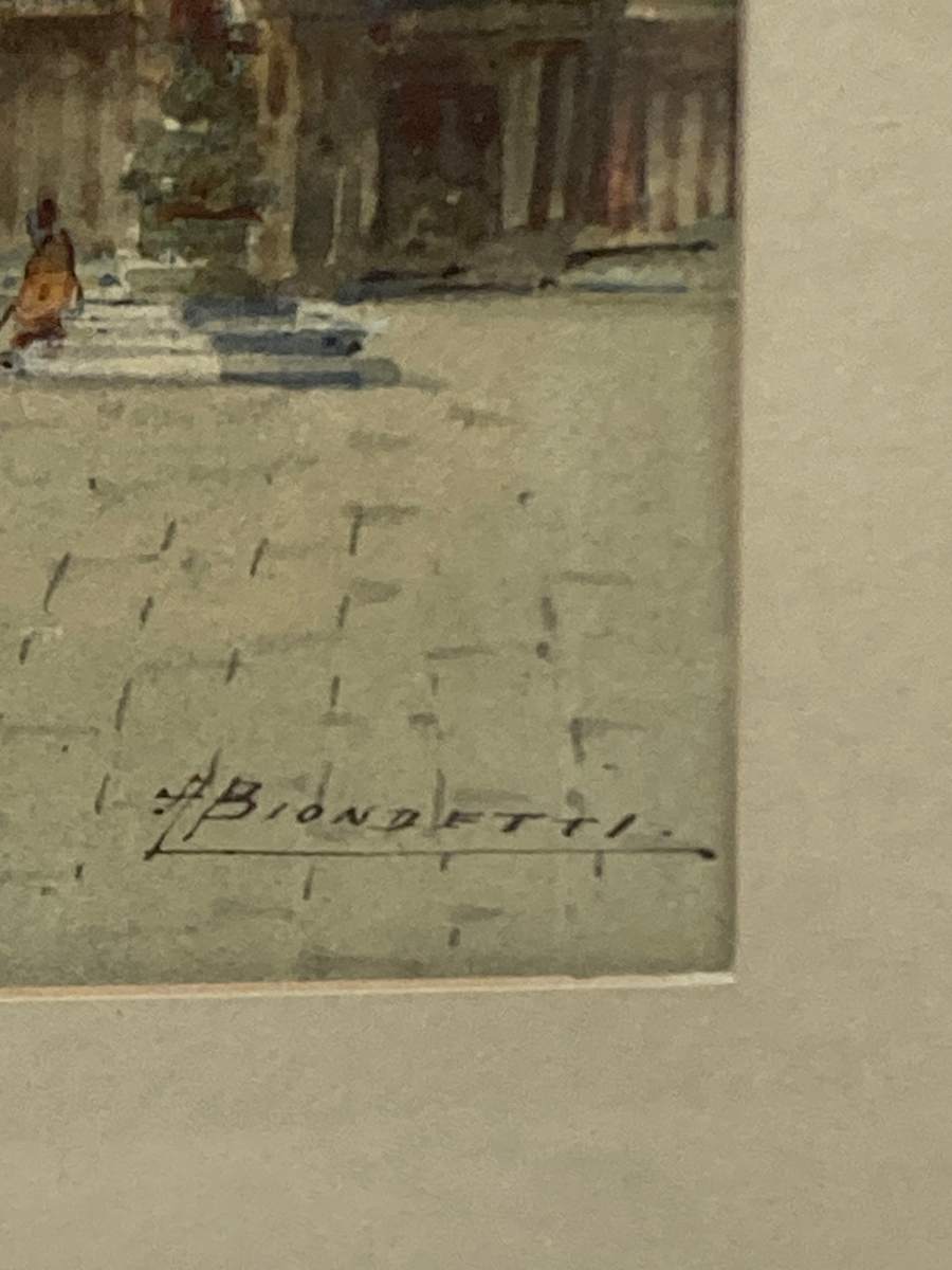 Original Italian watercolor Venice by A . Biondetti 