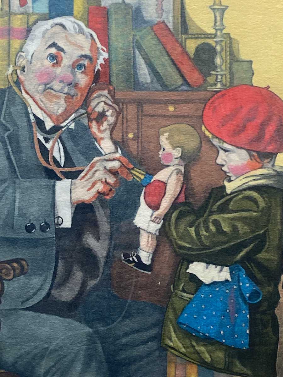 Framed hand colored Norman Rockwell 