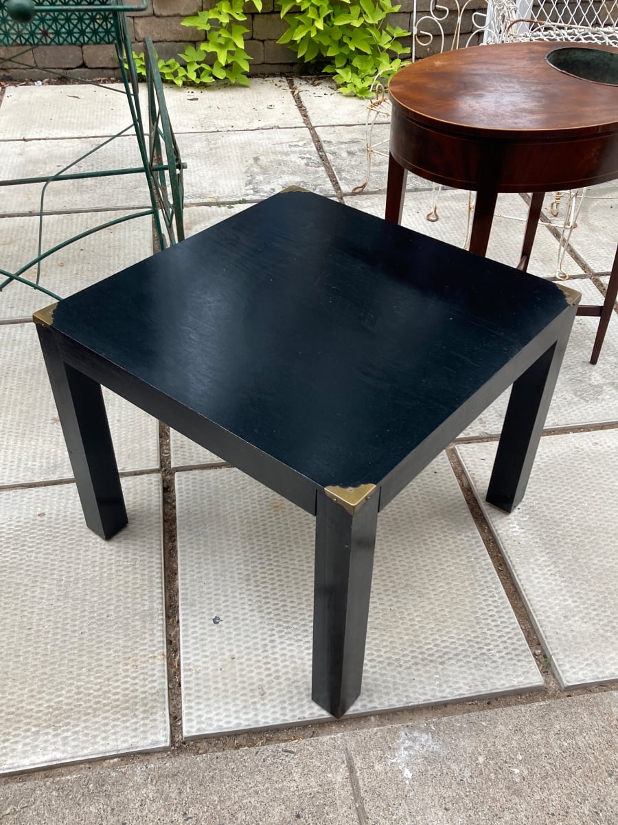 Small black campaign style lamp table 