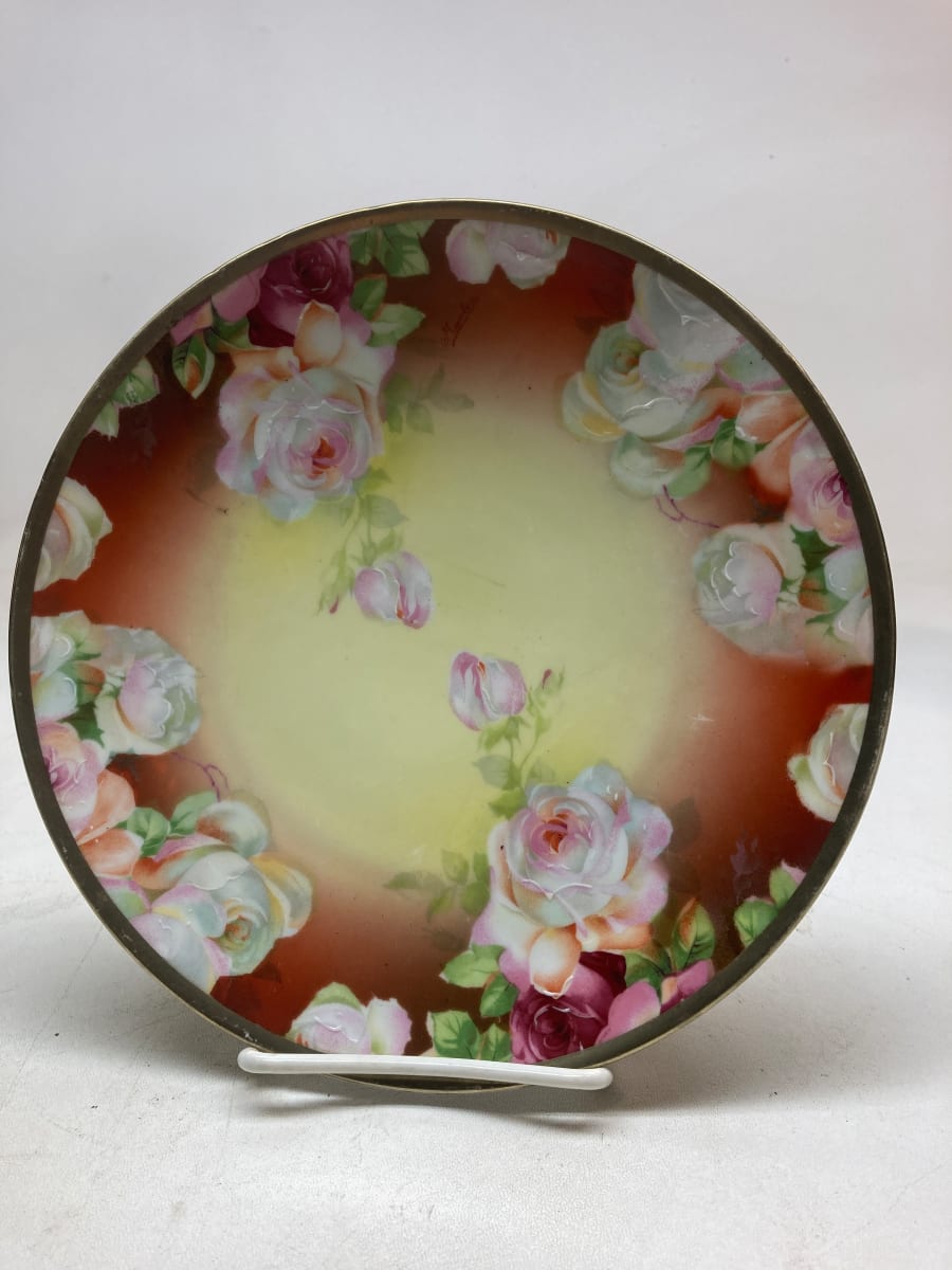 hand decorated porcelain floral plate 