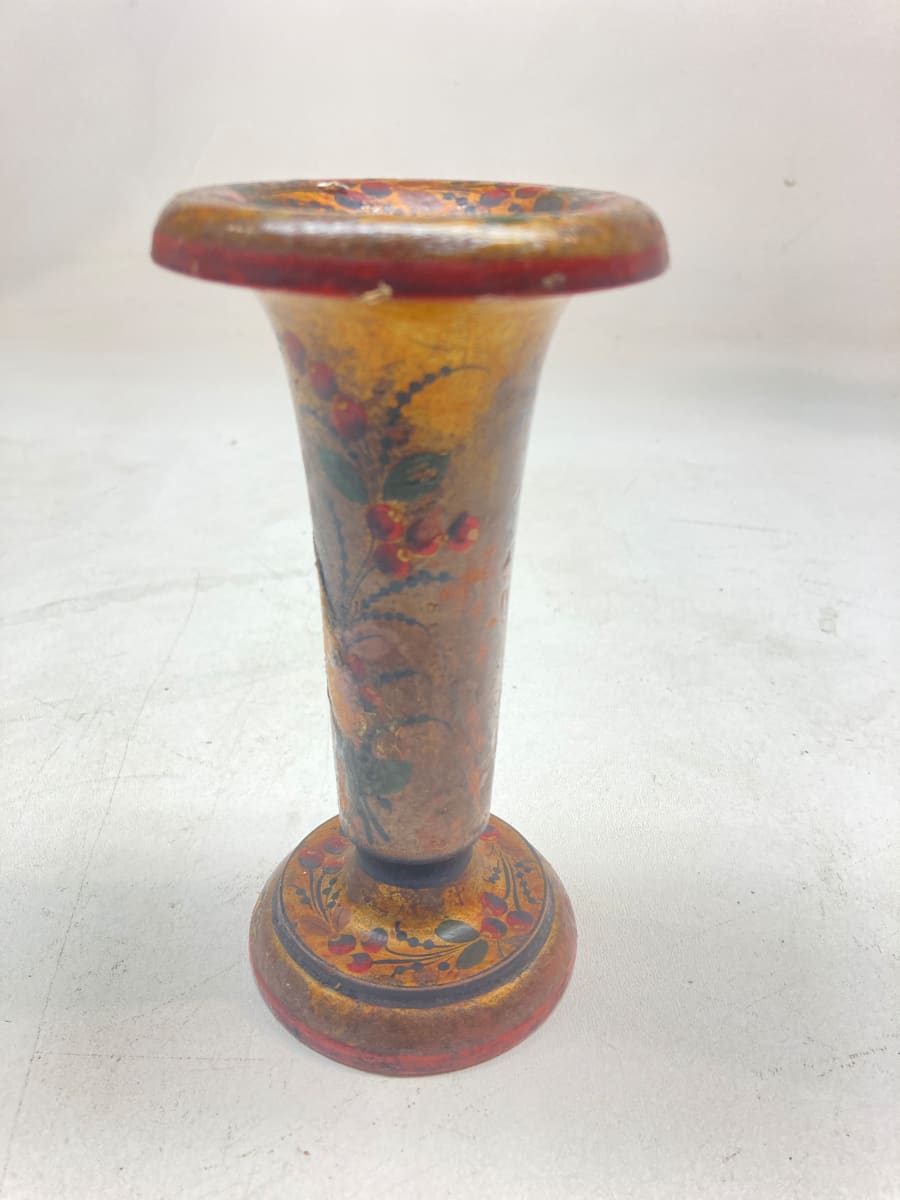 wooden hand decorated Russian vase, Image 2.