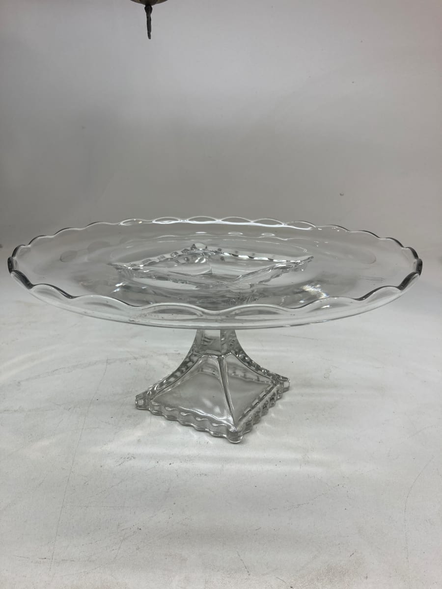 clear glass large cake plate 