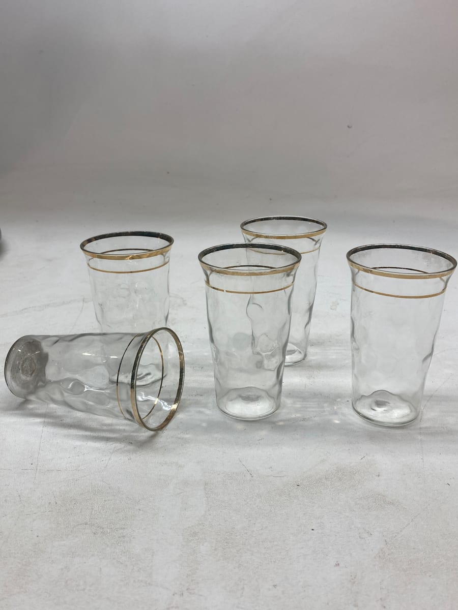 set of 5 clear glass water glasses 