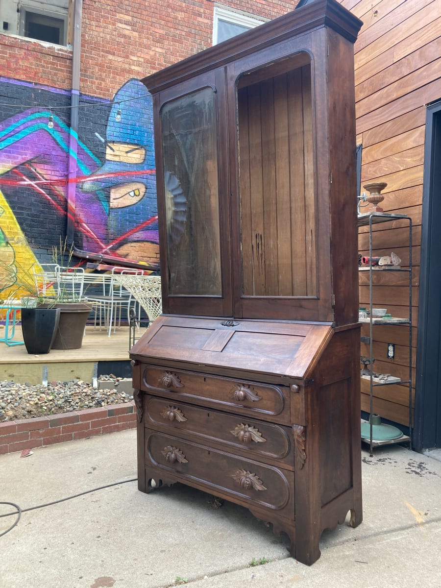 2 piece Victorian drop front secretary 