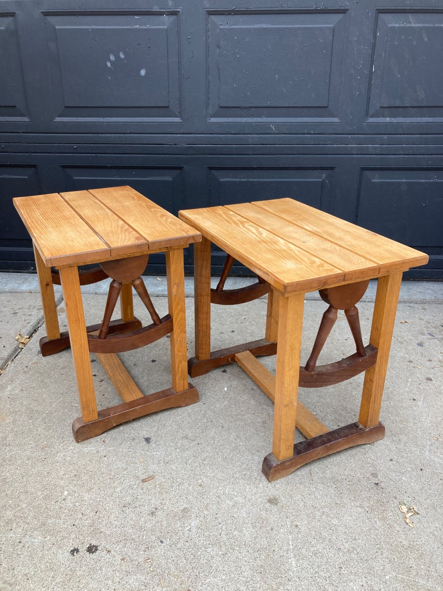 Ranch style 1950's end tables from the collection of TIMELINES ANTIQUES