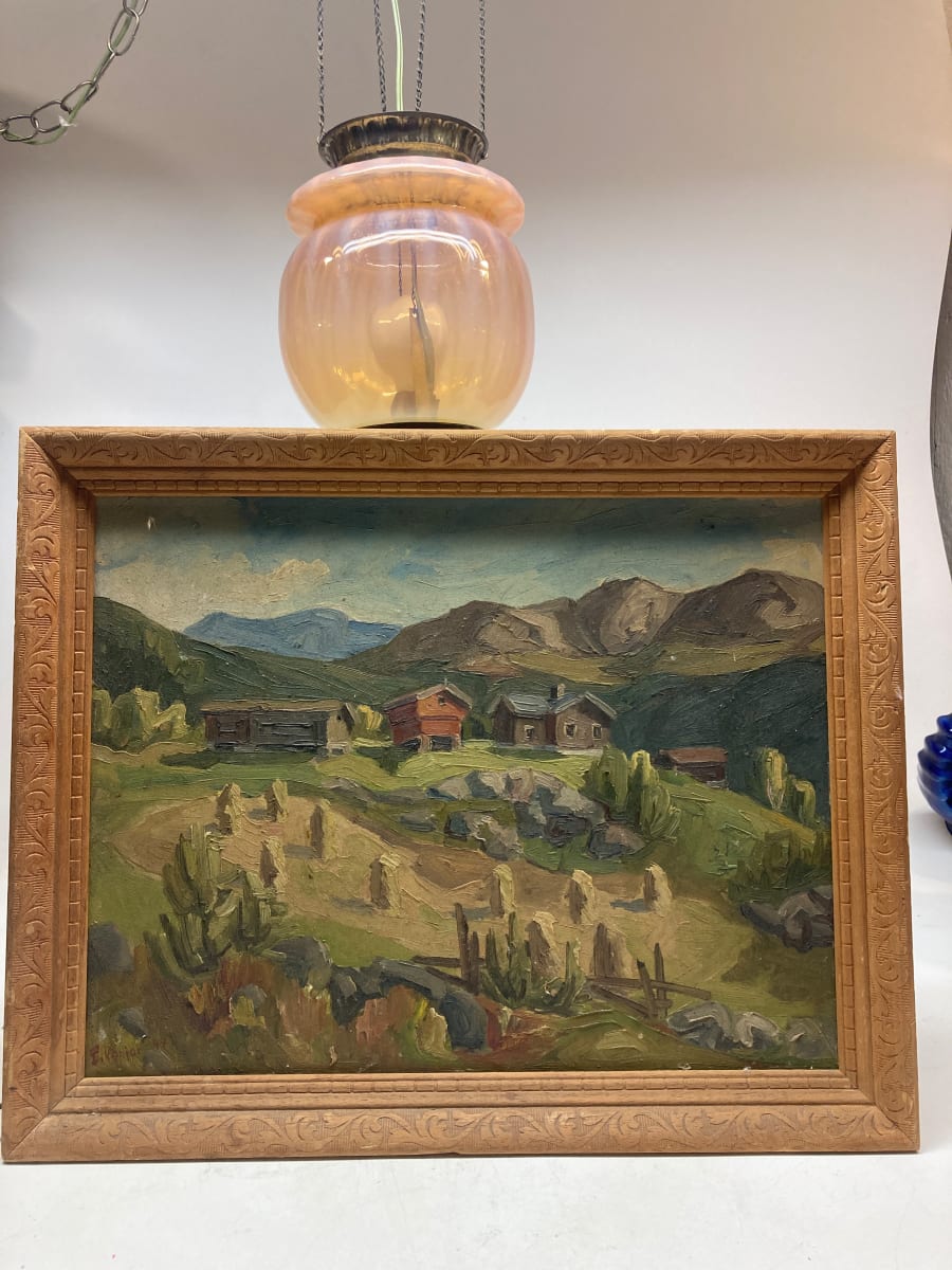 Framed Norwegian painting on board 