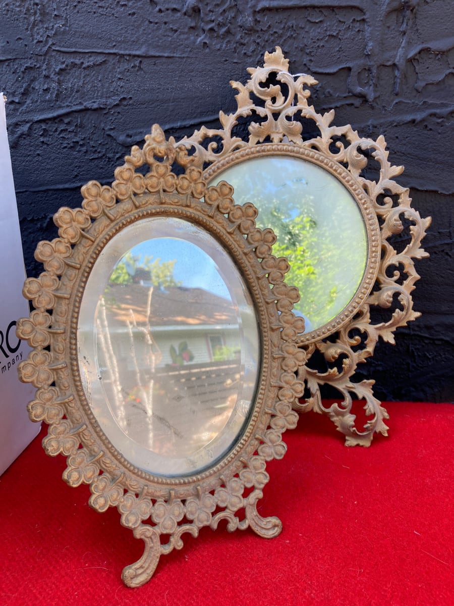 Cast iron table top mirror 