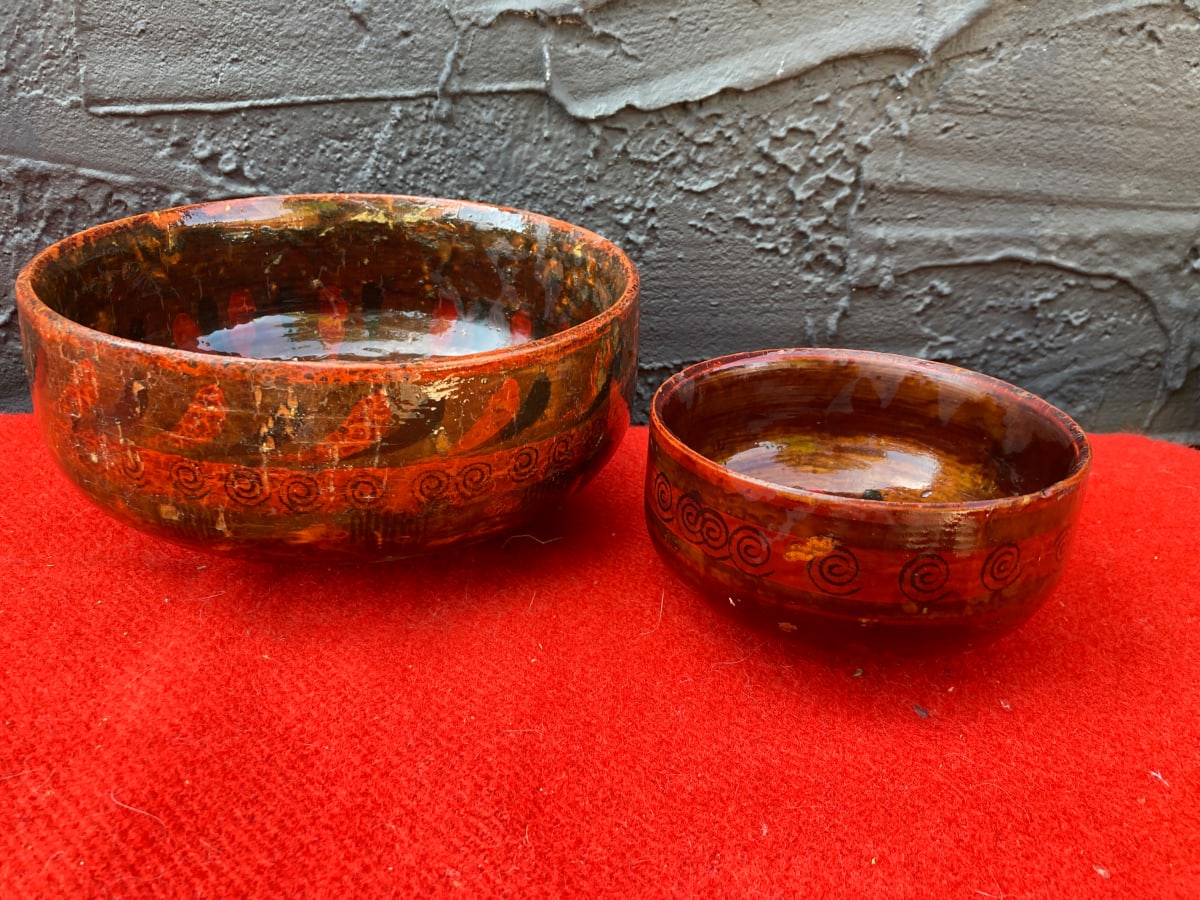 hand painted folk bowl large 