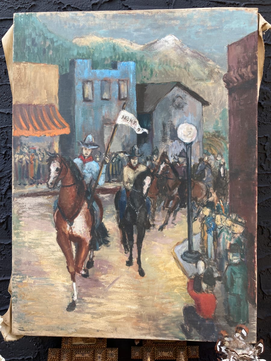 Painting of cowboy parade 