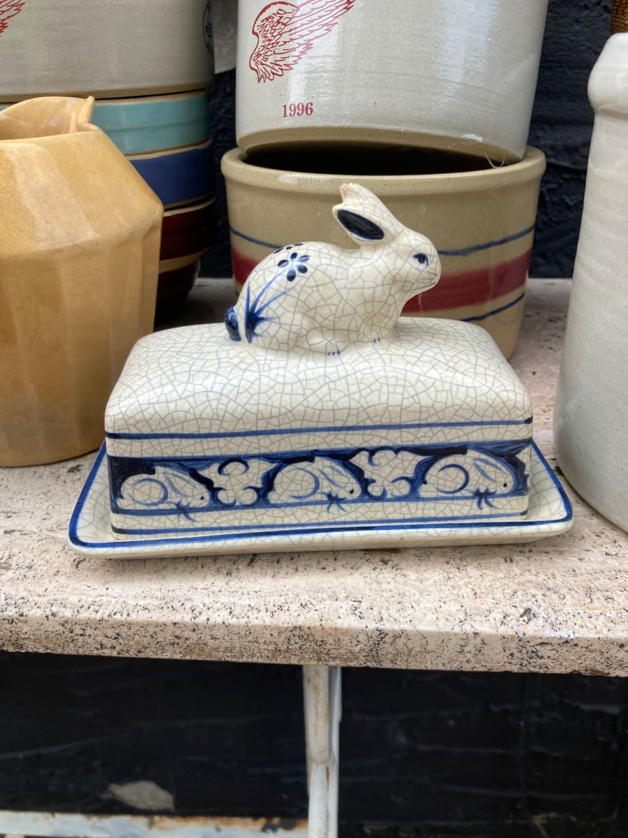 Dedham pottery butter dish 