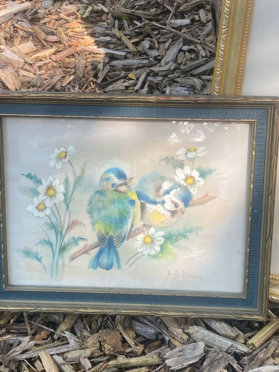 Bird painting with daisies 