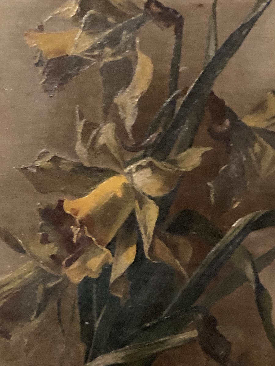 Victorian still life with yellow iris 